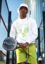 Men's White & Lime Tennis Sweater