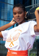 Women's White & Orange Tennis T-Shirt