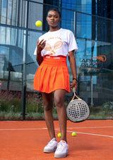 Women's White & Orange Tennis T-Shirt
