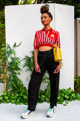 WOMEN'S STRIPED RED GOLFER