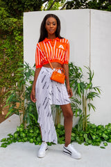 WOMEN'S STRIPED ORANGE GOLFER