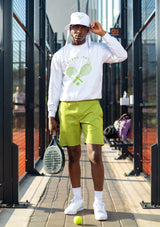Men's White & Lime Tennis Sweater