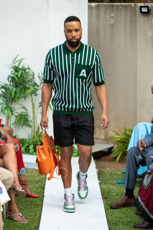 MEN'S STRIPED GREEN GOLFER