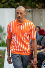 MEN'S STRIPED ORANGE GOLFER